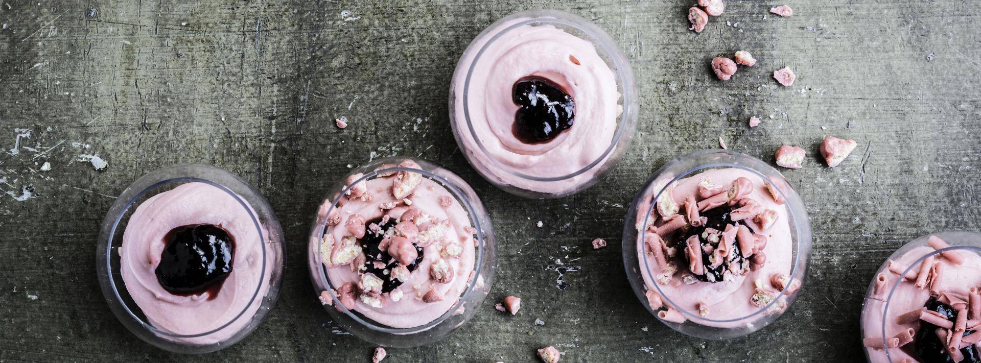 Ruby Chocolate Mousse with awesome raspberry filling